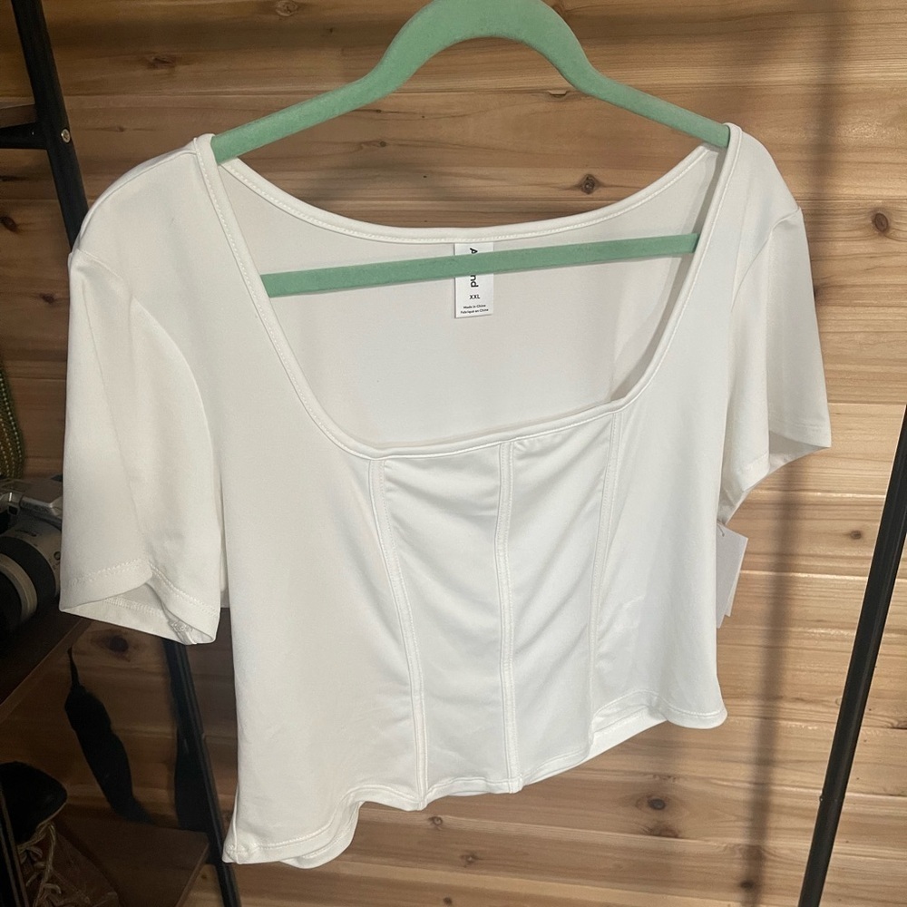 Abound White Crop Fitted Blouse